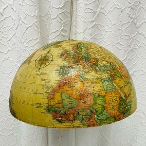 Vintage Globe Map Hanging Light Fixture ~ Unique & Eye Catching